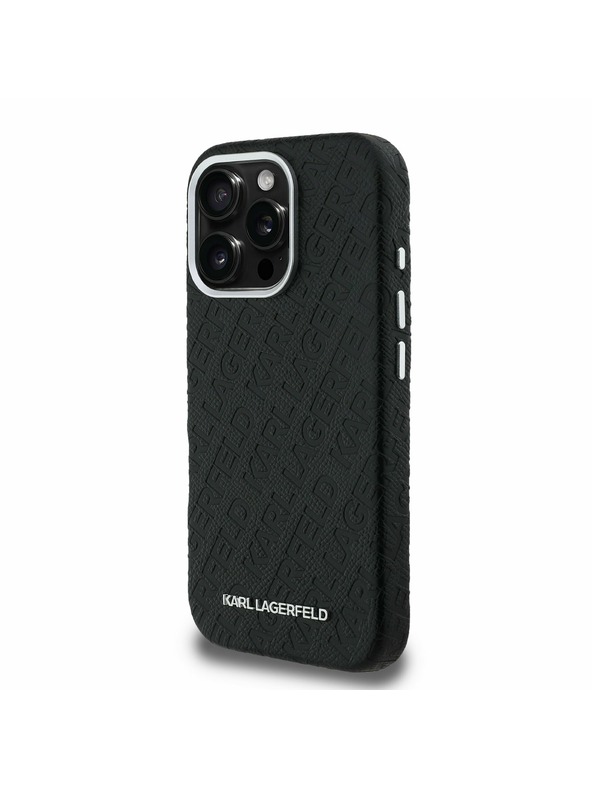 Karl Lagerfeld Karl Lagerfeld Grained PU Repeated Logo MagSafe Zadní Kryt pro iPhone 16 Pro Max Black