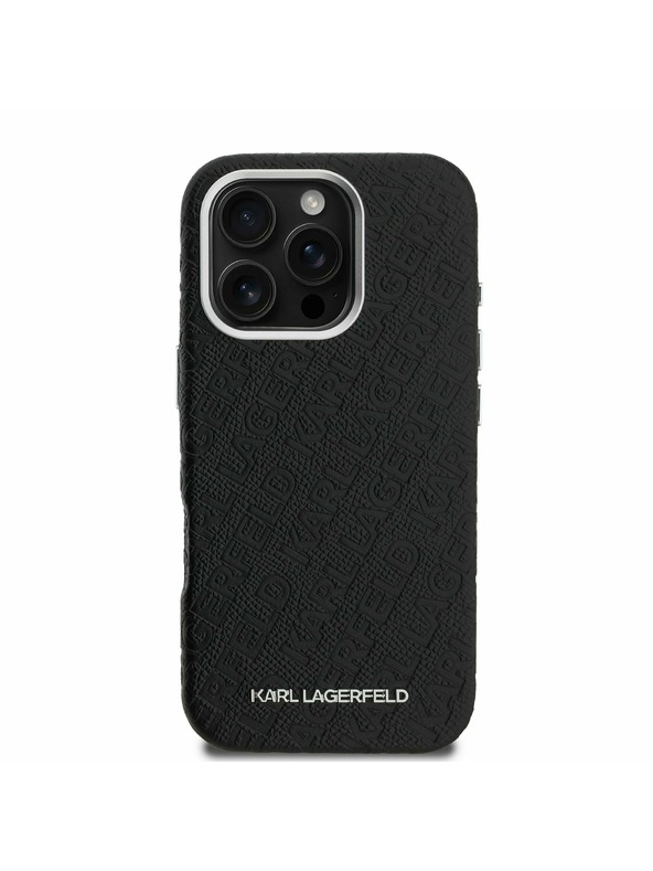 Karl Lagerfeld Karl Lagerfeld Grained PU Repeated Logo MagSafe Zadní Kryt pro iPhone 16 Pro Max Black
