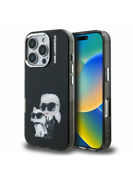 Karl Lagerfeld Karl Lagerfeld IML Aquarelle Karl and Choupette Zadní Kryt pro iPhone 16 Pro Max Black