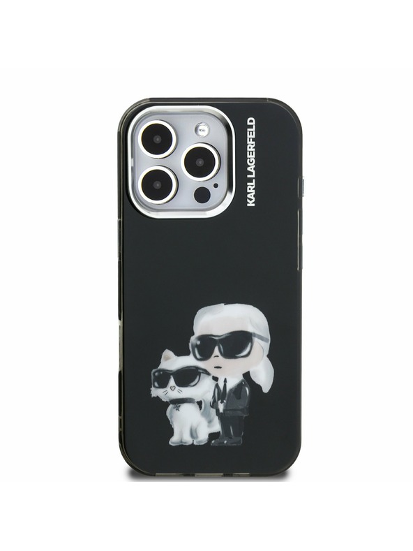 Karl Lagerfeld Karl Lagerfeld IML Aquarelle Karl and Choupette Zadní Kryt pro iPhone 16 Pro Max Black