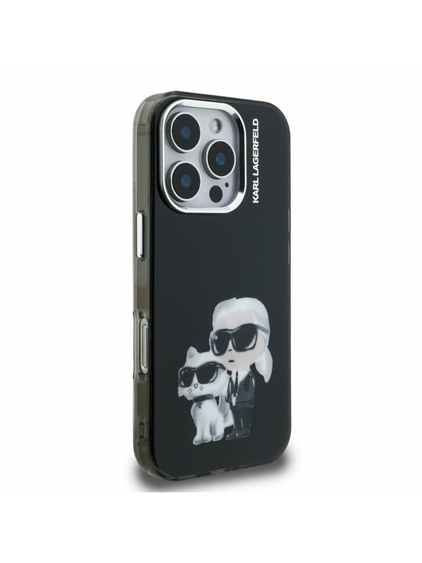 Karl Lagerfeld Karl Lagerfeld IML Aquarelle Karl and Choupette Zadní Kryt pro iPhone 16 Pro Max Black