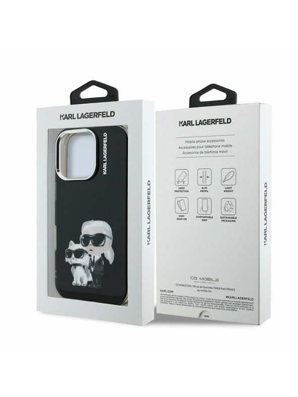 Karl Lagerfeld Karl Lagerfeld IML Aquarelle Karl and Choupette Zadní Kryt pro iPhone 16 Pro Max Black