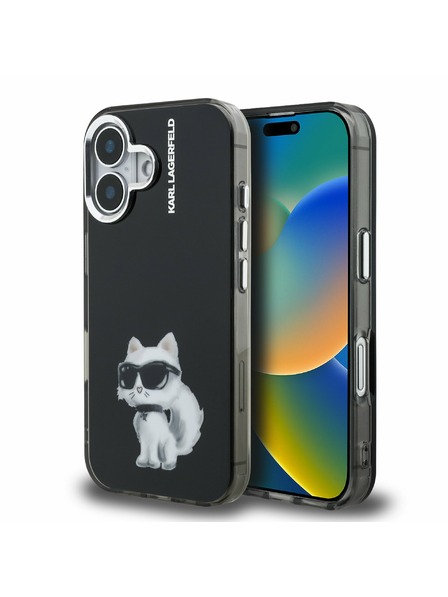 Karl Lagerfeld Karl Lagerfeld IML Aquarelle Choupette Zadní Kryt pro iPhone 16 Black