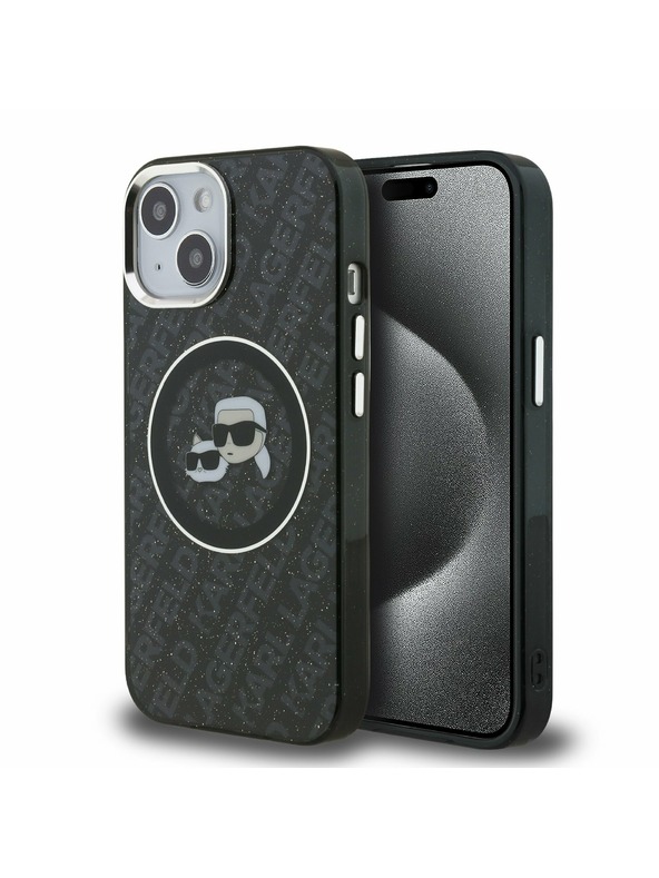Karl Lagerfeld Karl Lagerfeld IML K&CH Heads Repeated Logo MagSafe Zadní Kryt pro iPhone 15 Black