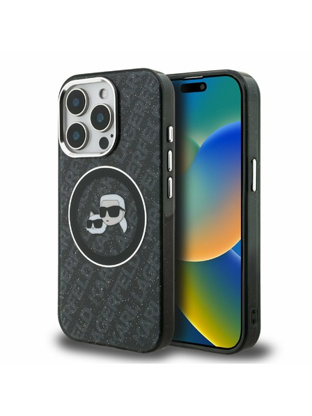 Karl Lagerfeld Karl Lagerfeld IML K&CH Heads Repeated Logo MagSafe Zadní Kryt pro iPhone 15 Pro Max Black