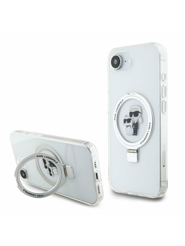 Karl Lagerfeld Karl Lagerfeld Ringstand Karl and Choupette MagSafe Zadní Kryt pro iPhone 16e White