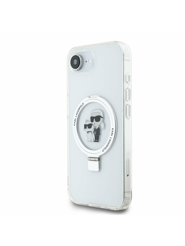 Karl Lagerfeld Karl Lagerfeld Ringstand Karl and Choupette MagSafe Zadní Kryt pro iPhone 16e White