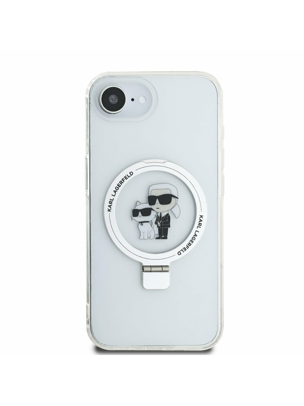 Karl Lagerfeld Karl Lagerfeld Ringstand Karl and Choupette MagSafe Zadní Kryt pro iPhone 16e White