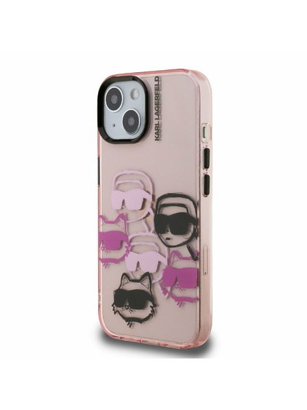 Karl Lagerfeld Karl Lagerfeld IML Multi K&CH Heads Zadní Kryt pro iPhone 15 Pink