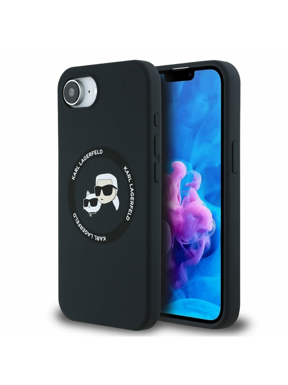 Karl Lagerfeld Karl Lagerfeld Liquid Silicone K&CH Heads MagSafe Zadní Kryt pro iPhone 16e Black