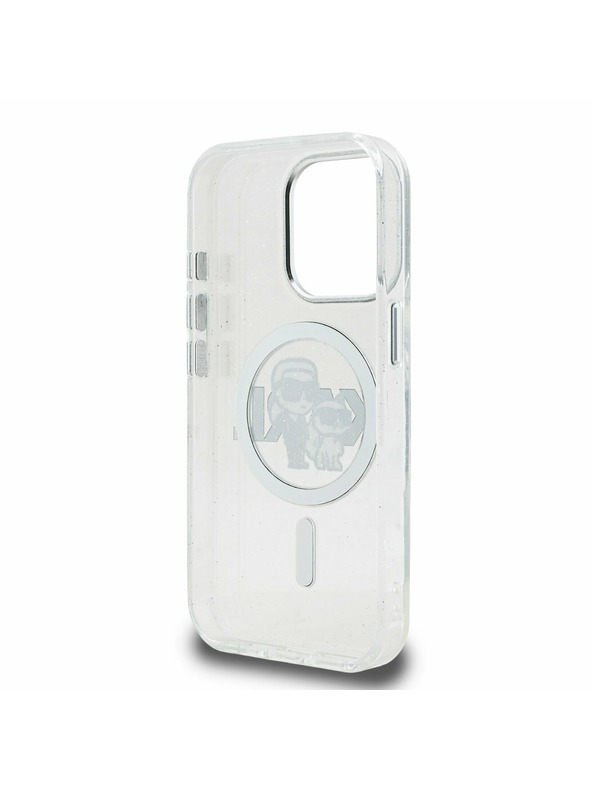 Karl Lagerfeld Karl Lagerfeld IML Glitter Karl and Choupette Sketch MagSafe Zadní Kryt pro iPhone 15 Pro Transparent