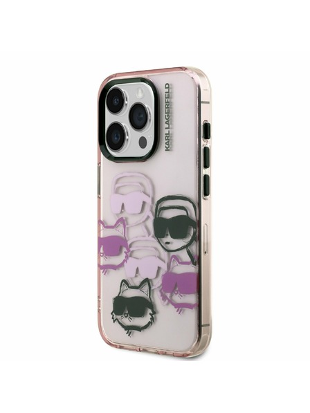 Karl Lagerfeld Karl Lagerfeld IML Multi K&CH Heads Zadní Kryt pro iPhone 15 Pro Pink