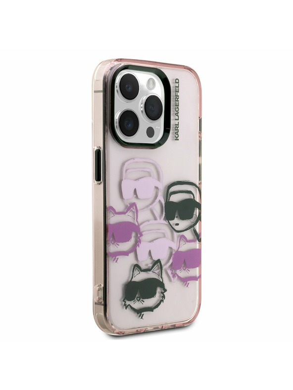 Karl Lagerfeld Karl Lagerfeld IML Multi K&CH Heads Zadní Kryt pro iPhone 15 Pro Pink