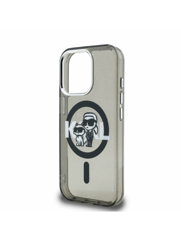 Karl Lagerfeld Karl Lagerfeld IML Glitter Karl and Choupette Sketch MagSafe Zadní Kryt pro iPhone 15 Pro Max Black