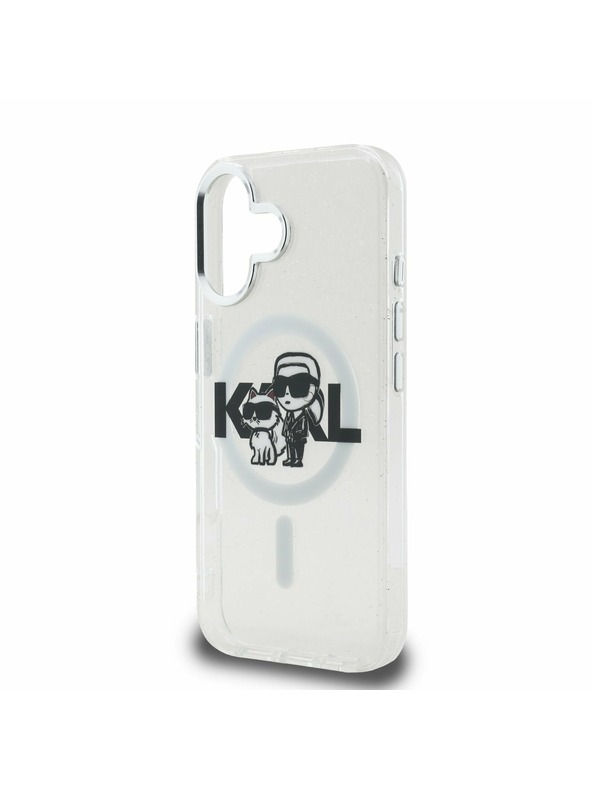 Karl Lagerfeld Karl Lagerfeld IML Glitter Karl and Choupette Sketch MagSafe Zadní Kryt pro iPhone 16 Transparent