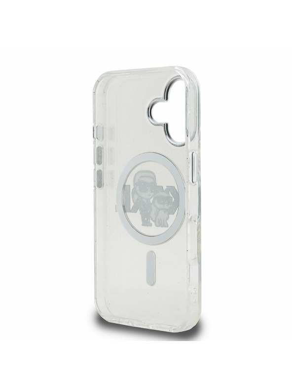 Karl Lagerfeld Karl Lagerfeld IML Glitter Karl and Choupette Sketch MagSafe Zadní Kryt pro iPhone 16 Transparent