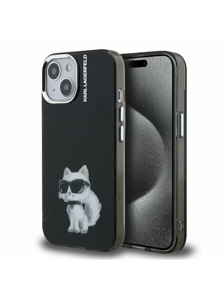 Karl Lagerfeld Karl Lagerfeld IML Aquarelle Choupette Zadní Kryt pro iPhone 15 Black