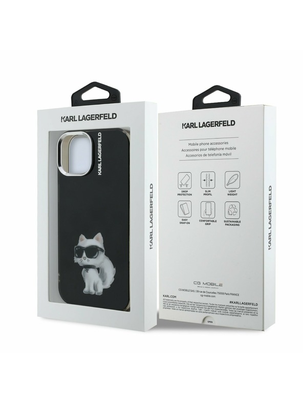 Karl Lagerfeld Karl Lagerfeld IML Aquarelle Choupette Zadní Kryt pro iPhone 15 Black