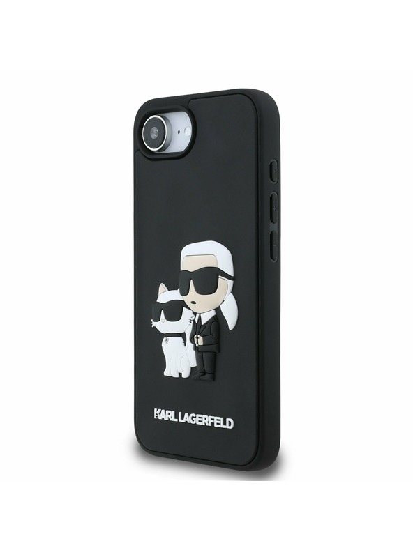 Karl Lagerfeld Karl Lagerfeld 3D Rubber Karl and Choupette Zadní Kryt pro iPhone 16e Black