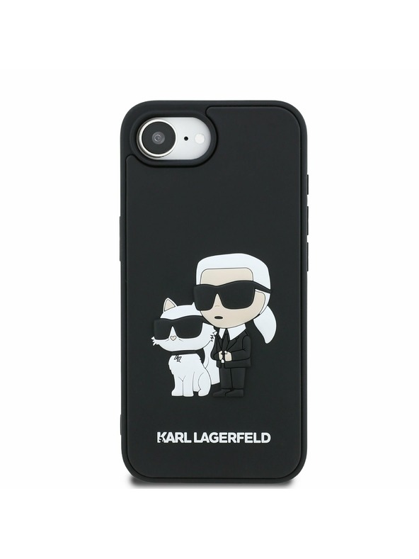 Karl Lagerfeld Karl Lagerfeld 3D Rubber Karl and Choupette Zadní Kryt pro iPhone 16e Black