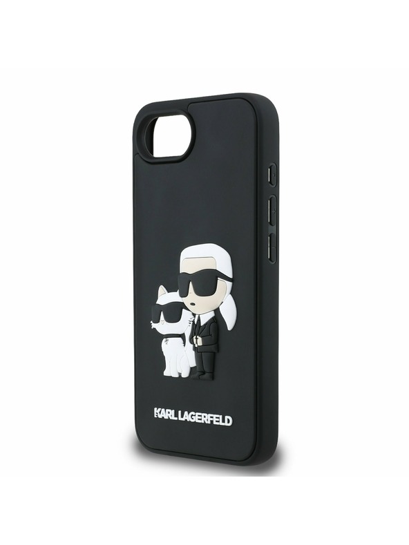 Karl Lagerfeld Karl Lagerfeld 3D Rubber Karl and Choupette Zadní Kryt pro iPhone 16e Black