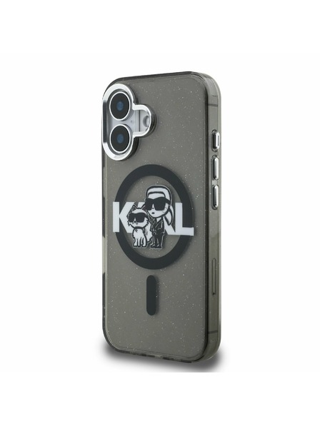 Karl Lagerfeld Karl Lagerfeld IML Glitter Karl and Choupette Sketch MagSafe Zadní Kryt pro iPhone 16 Black