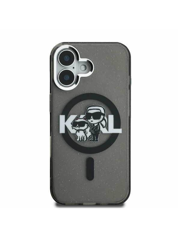 Karl Lagerfeld Karl Lagerfeld IML Glitter Karl and Choupette Sketch MagSafe Zadní Kryt pro iPhone 16 Black