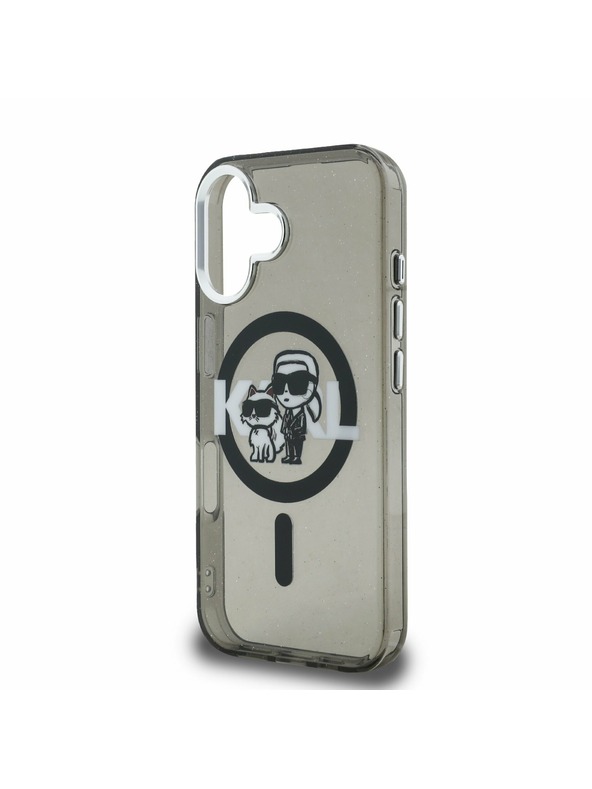 Karl Lagerfeld Karl Lagerfeld IML Glitter Karl and Choupette Sketch MagSafe Zadní Kryt pro iPhone 16 Black