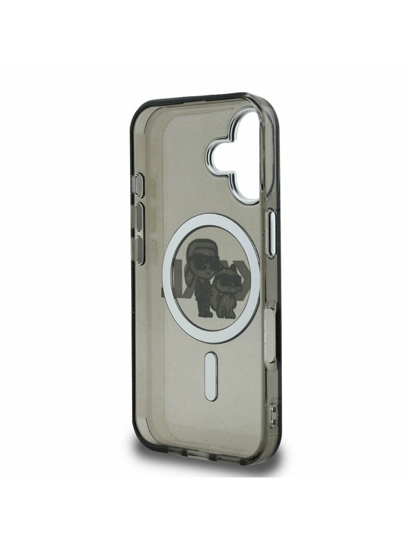 Karl Lagerfeld Karl Lagerfeld IML Glitter Karl and Choupette Sketch MagSafe Zadní Kryt pro iPhone 16 Black