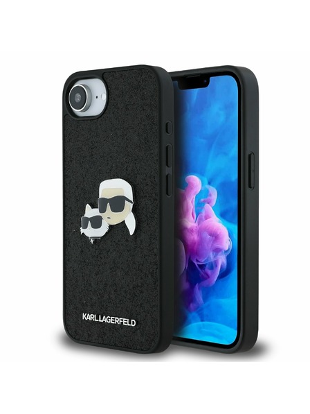 Karl Lagerfeld Karl Lagerfeld Fixed Glitter Metal K&CH Zadní Kryt pro iPhone 16e Black