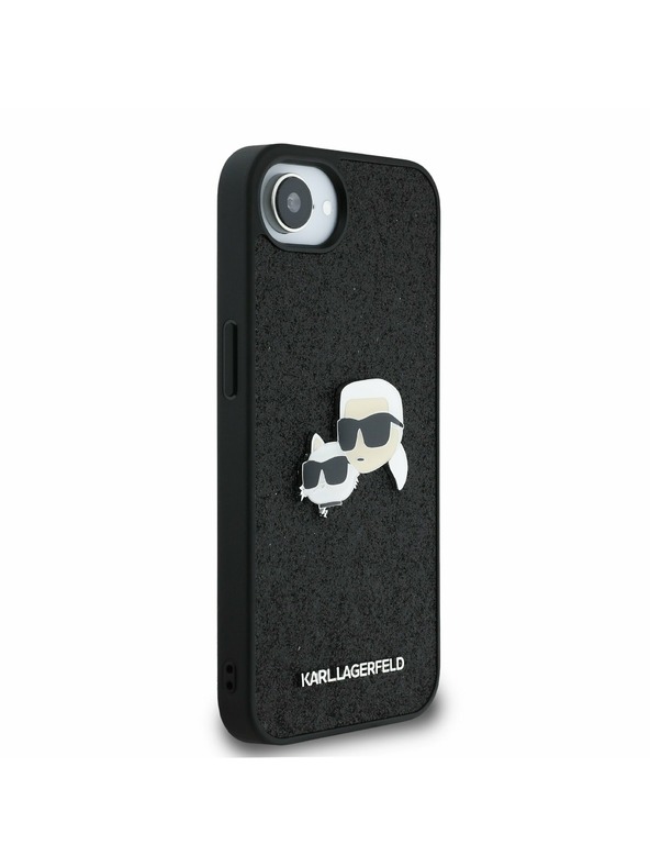 Karl Lagerfeld Karl Lagerfeld Fixed Glitter Metal K&CH Zadní Kryt pro iPhone 16e Black