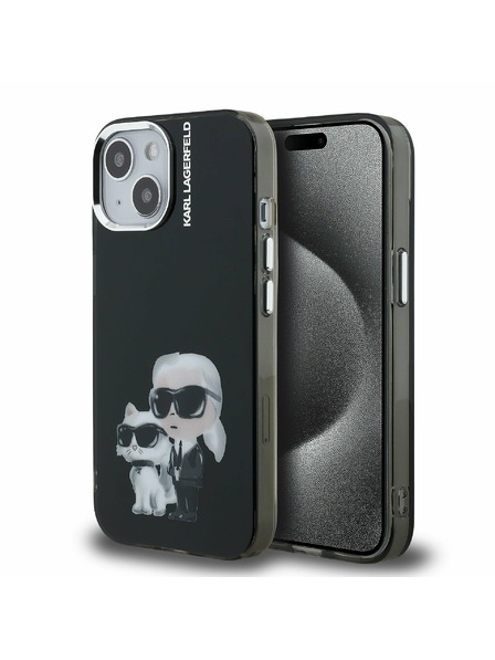 Karl Lagerfeld Karl Lagerfeld IML Aquarelle Karl and Choupette Zadní Kryt pro iPhone 15 Black
