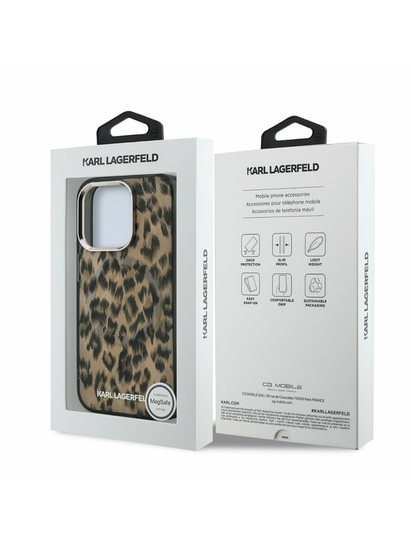 Karl Lagerfeld Karl Lagerfeld IML Leopard MagSafe Zadní Kryt pro iPhone 15 Pro Max Brown
