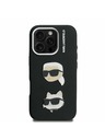 Karl Lagerfeld Karl Lagerfeld Grained PU K&CH Heads Zadní Kryt pro iPhone 16 Pro Max Black