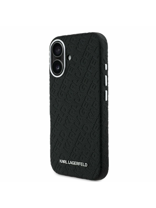 Karl Lagerfeld Karl Lagerfeld Grained PU Repeated Logo MagSafe Zadní Kryt pro iPhone 16 Black