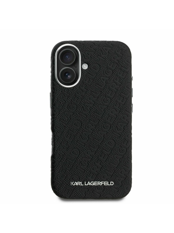 Karl Lagerfeld Karl Lagerfeld Grained PU Repeated Logo MagSafe Zadní Kryt pro iPhone 16 Black