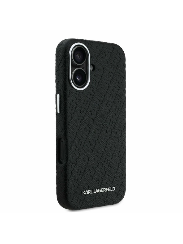 Karl Lagerfeld Karl Lagerfeld Grained PU Repeated Logo MagSafe Zadní Kryt pro iPhone 16 Black