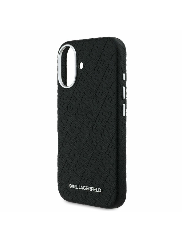 Karl Lagerfeld Karl Lagerfeld Grained PU Repeated Logo MagSafe Zadní Kryt pro iPhone 16 Black