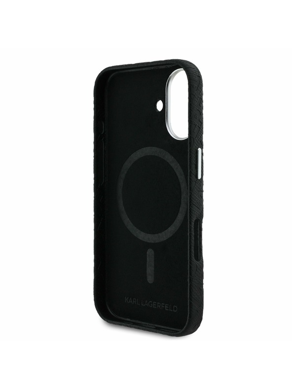 Karl Lagerfeld Karl Lagerfeld Grained PU Repeated Logo MagSafe Zadní Kryt pro iPhone 16 Black