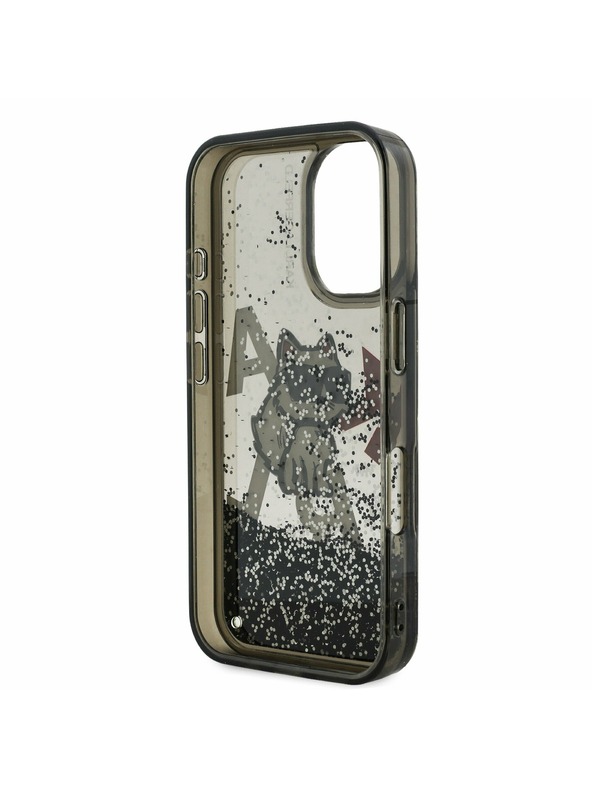 Karl Lagerfeld Karl Lagerfeld Liquid Glitter Scattered Choupette Zadní Kryt pro iPhone 16 Black