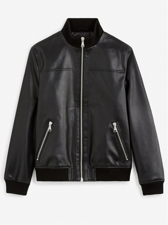 Celio Černá pánská koženková bunda Celio Gumati