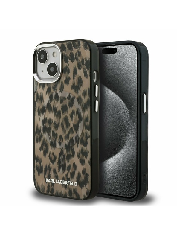 Karl Lagerfeld Karl Lagerfeld IML Leopard MagSafe Zadní Kryt pro iPhone 15 Brown