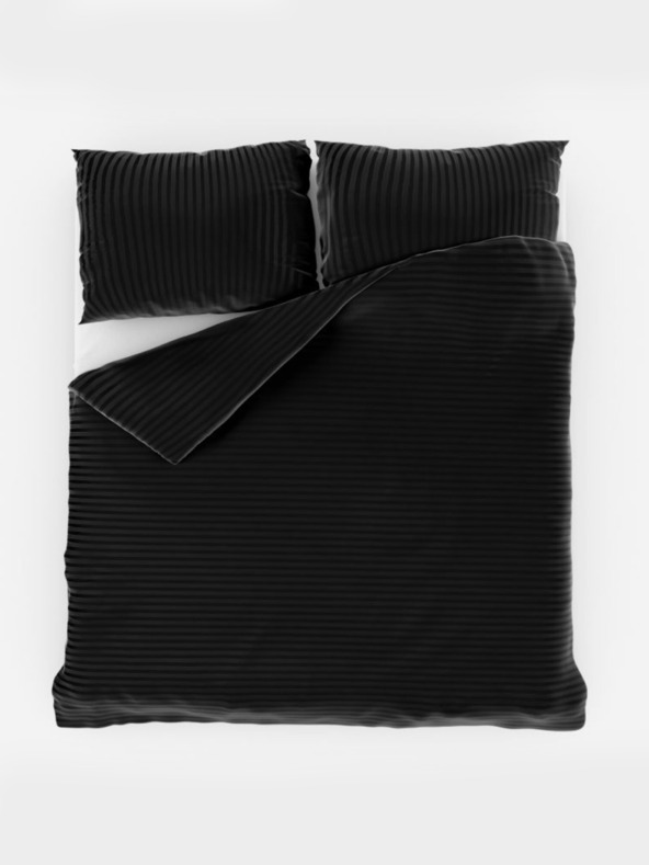 Kvalitex Francouzské saténové povlečení s proužkem 1+2, 200x200, 70x90cm ČERNÉ