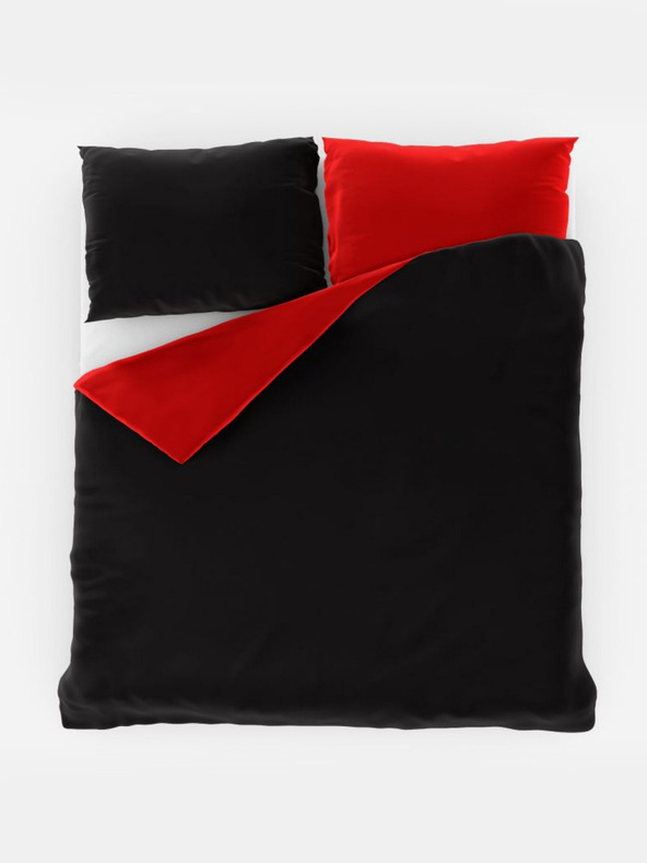 Kvalitex Saténové francouzské povlečení LUXURY COLLECTION 1+2, 220x200, 70x90cm červené / černé Kvalitex