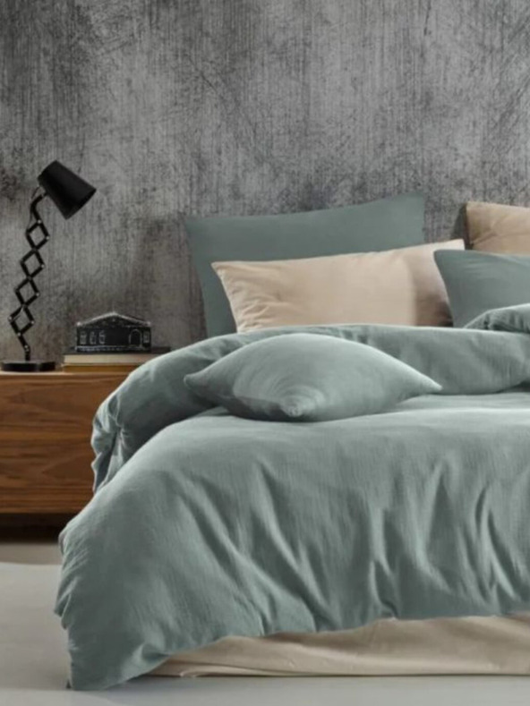 Kvalitex Francouzské mušelínové povlečení 240x220, 70x90cm světle zelené Kvalitex