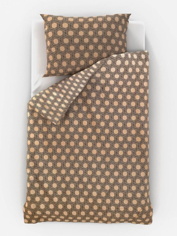 Kvalitex Saténové povlečení Luxury Collection 140x200, 70x90cm Carero béžové Kvalitex