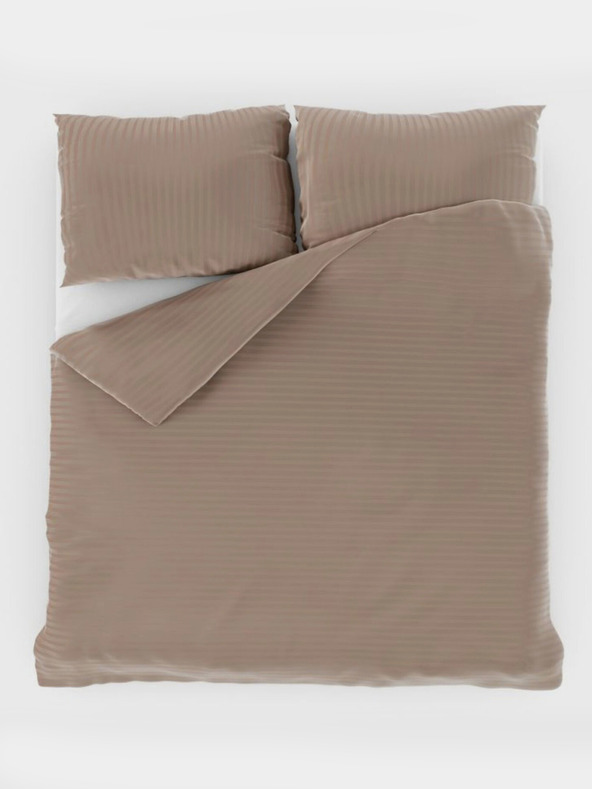 Kvalitex Francouzské saténové povlečení s proužkem 1+2, 200x200, 70x90cm béžové Kvalitex