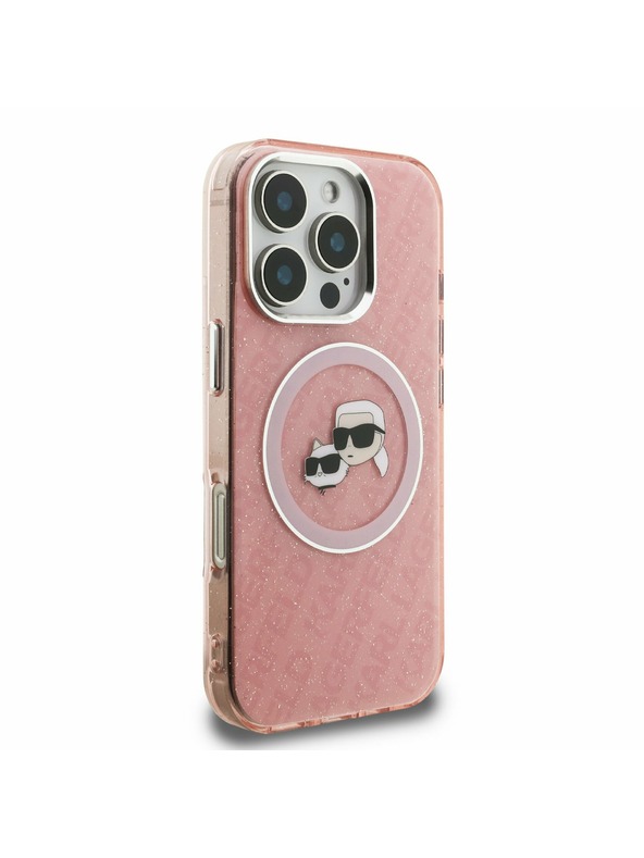 Karl Lagerfeld Karl Lagerfeld IML K&CH Heads Repeated Logo MagSafe Zadní Kryt pro iPhone 16 Pro Pink
