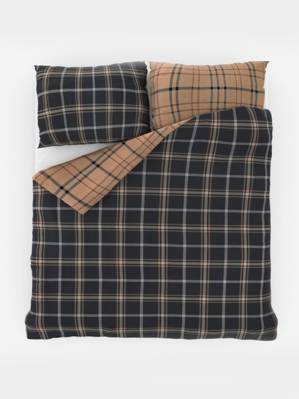 Kvalitex Francouzské bavlněné povlečení NORDIC COLLECTION 240x200, 70x90cm KÁRO tmavě hnědé