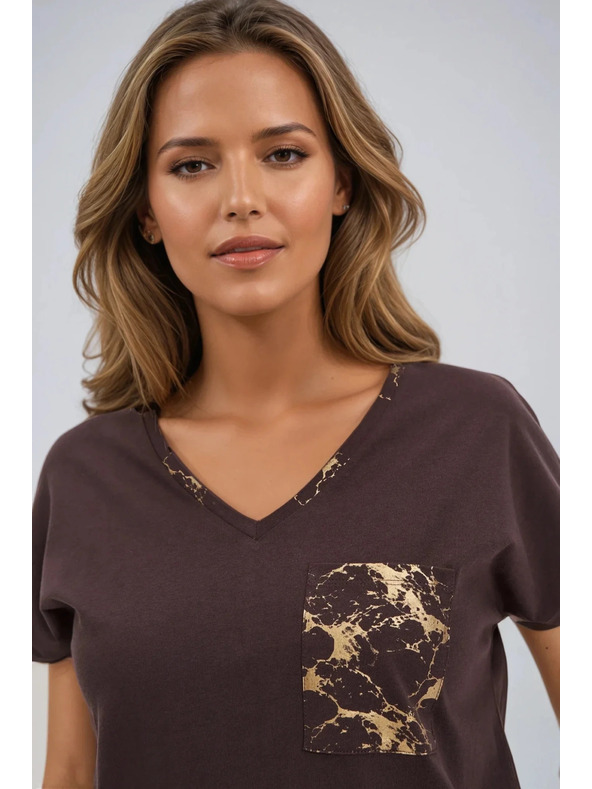 Moodo Dámské bavlněné tričko Moodo – hnědé